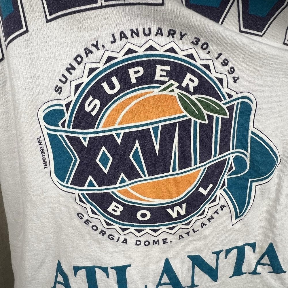 Vintage 1994 Super Bowl XXVIII NFL Football TShirt Sz Large AtlantA Georgia Dome - Picture 6 of 15